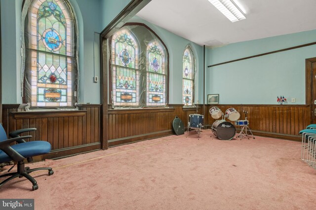 336 7th St N, Lebanon, PA 17042 - interior space with wooden walls, carpet floors, and wainscoting