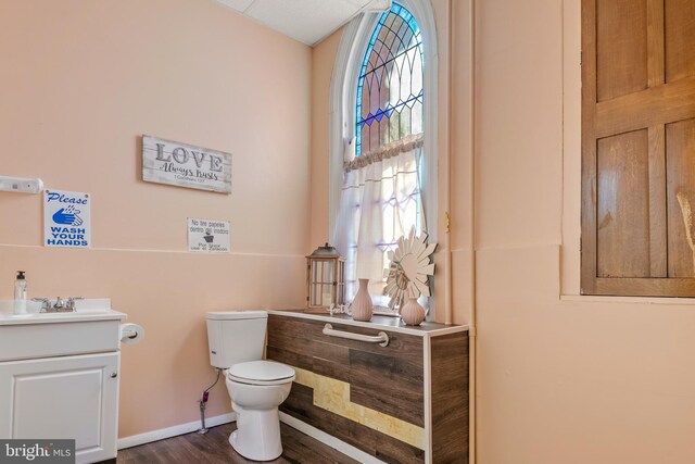 336 7th St N, Lebanon, PA 17042 - bathroom with vanity, toilet, wood finished floors, and baseboards