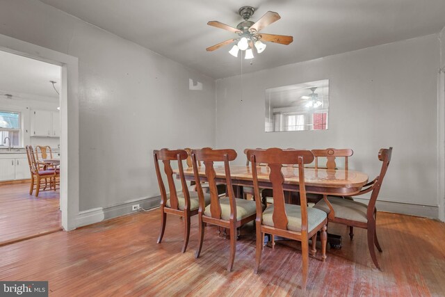 336 7th St N, Lebanon, PA 17042 - dining space with light wood-style floors and ceiling fan