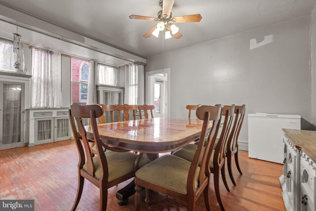 336 7th St N, Lebanon, PA 17042 - dining space featuring light wood-style flooring and ceiling fan