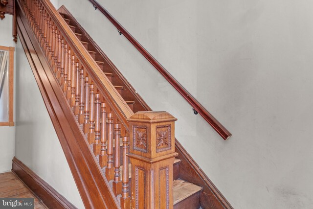 336 7th St N, Lebanon, PA 17042 - staircase featuring baseboards and wood finished floors