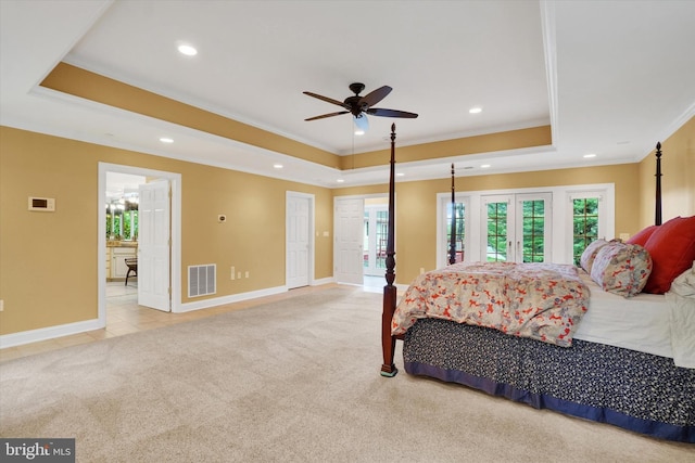 6 Deer Haven Ln, White Hall, MD 21161 - carpeted bedroom with a tray ceiling, ornamental molding, and recessed lighting