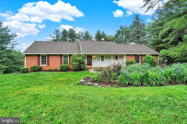 6 Deer Haven Ln, White Hall, MD 21161 - single story home featuring a front yard, brick siding, and a shingled roof