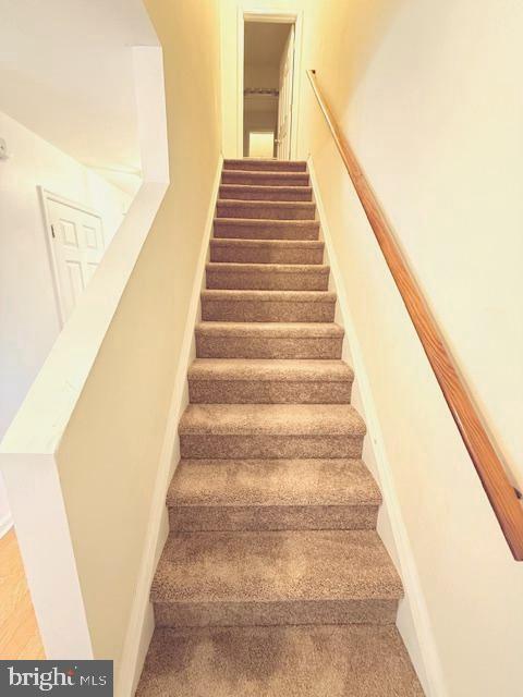 204 Carsons Ct, Pocomoke City, MD 21851 - stairs featuring carpet floors and baseboards