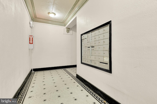 interior space with mail area