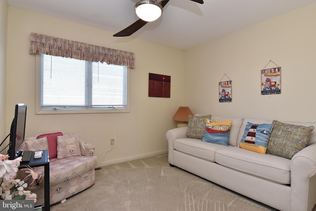 108 120th St Unit 5462, Ocean City, MD 21842 - living area featuring baseboards, ceiling fan, and carpet