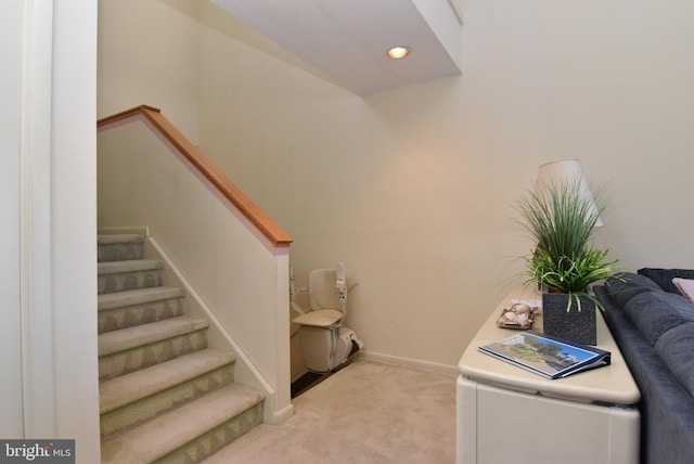 108 120th St Unit 5462, Ocean City, MD 21842 - staircase featuring baseboards, carpet floors, and recessed lighting