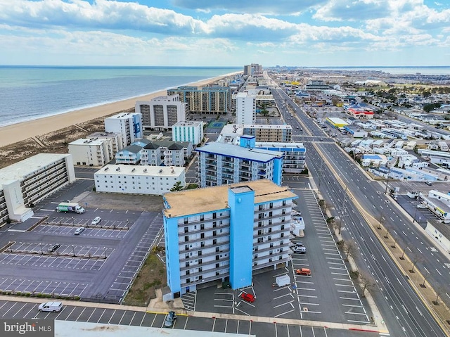 aerial view featuring a water view and a city view
