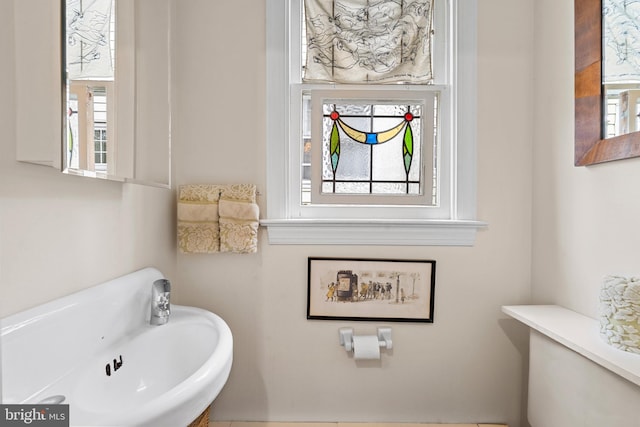 bathroom with a wealth of natural light and a sink