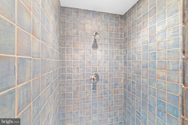 bathroom featuring tiled shower