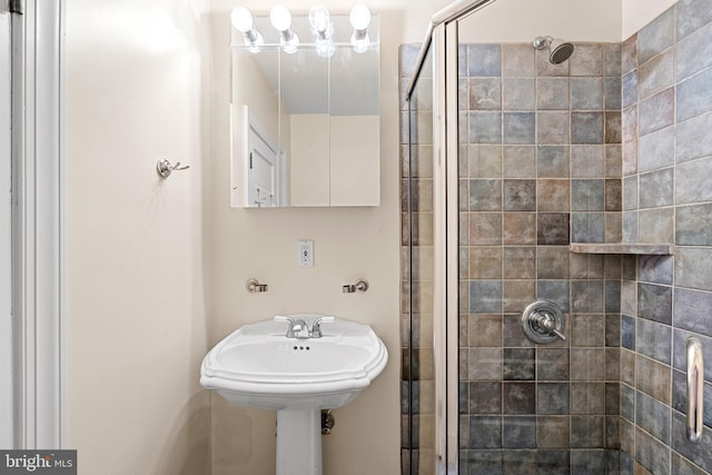 bathroom featuring a shower stall