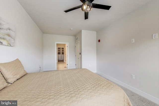 102 Saint Ives Unit 403, National Harbor, MD 20745 - carpeted bedroom featuring baseboards, ceiling fan, and visible vents
