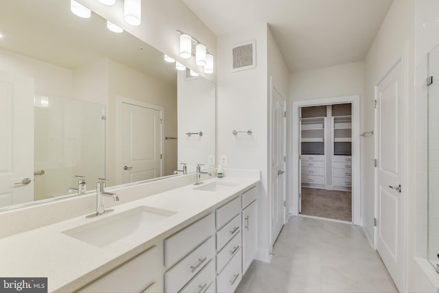 102 Saint Ives Unit 403, National Harbor, MD 20745 - full bath with double vanity, a sink, a stall shower, and visible vents