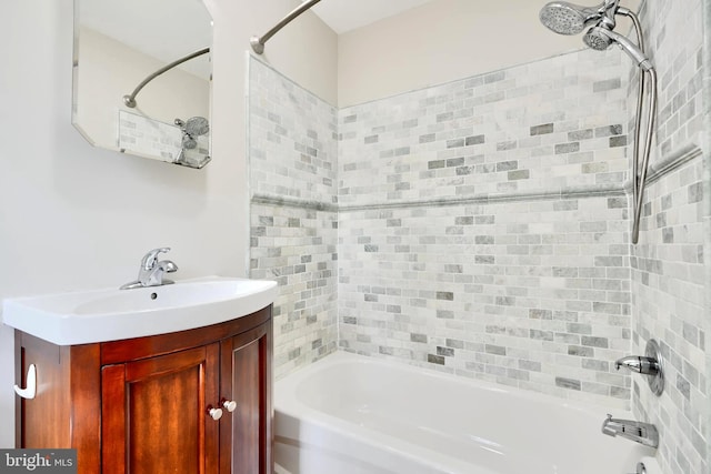 full bath featuring shower / bath combination and vanity