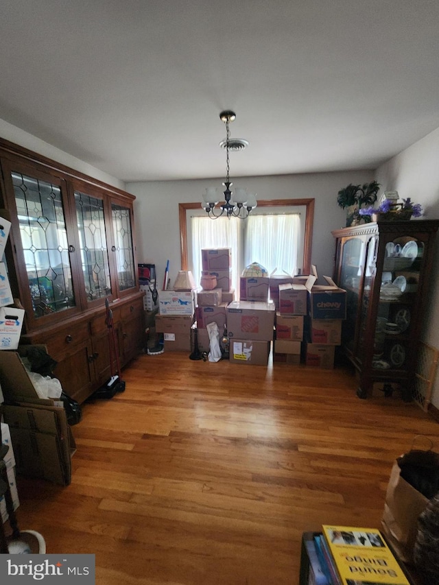 12114 Vale Smt, Frostburg, MD 21532 - dining room featuring visible vents, an inviting chandelier, and light wood-style flooring