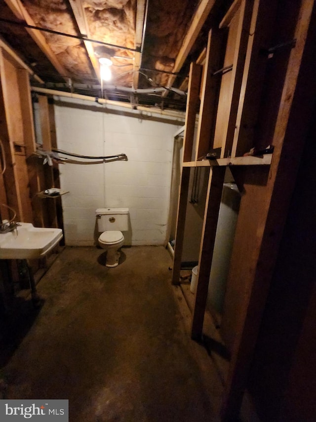 12114 Vale Smt, Frostburg, MD 21532 - unfinished below grade area with concrete block wall and a sink