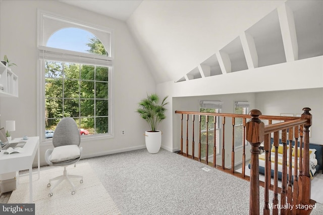 17 Alexandria Overlook Dr, Oxon Hill, MD 20745 - office area featuring baseboards, plenty of natural light, and high vaulted ceiling