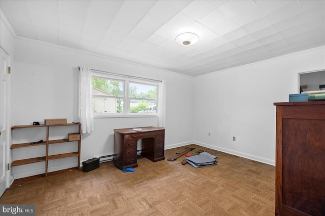 331 Ridge Ave, Winchester, VA 22601 - unfurnished office featuring ornamental molding and a baseboard radiator