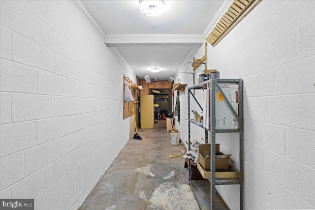 331 Ridge Ave, Winchester, VA 22601 - hall featuring unfinished concrete floors and ornamental molding
