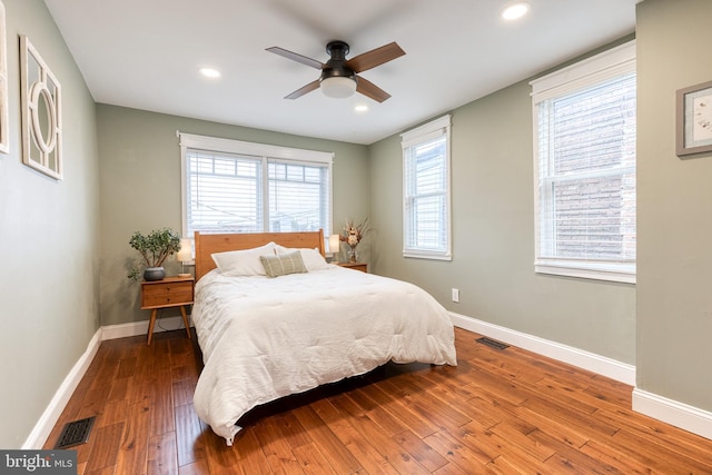21 N Collington Ave N, Baltimore, MD 21231 - bedroom featuring wood-type flooring, baseboards, recessed lighting, and a ceiling fan