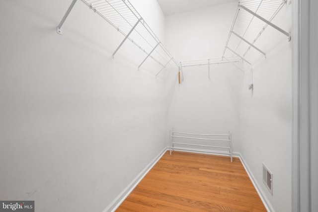 walk in closet featuring visible vents and light wood-style flooring
