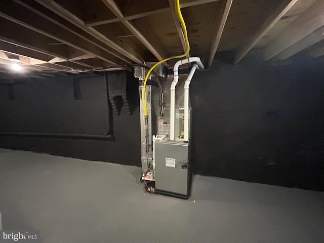 view of unfinished basement