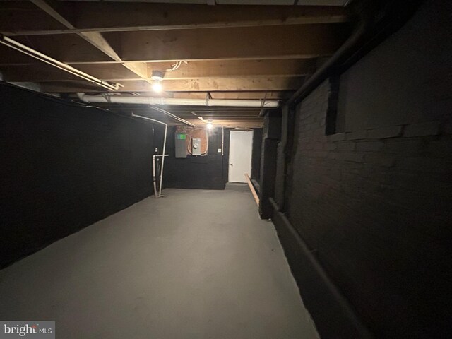 view of unfinished basement