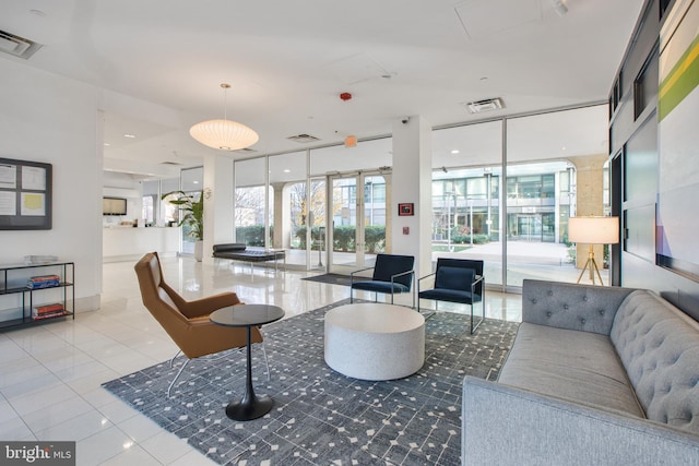 building lobby with visible vents