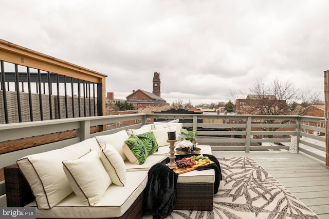 deck featuring an outdoor living space