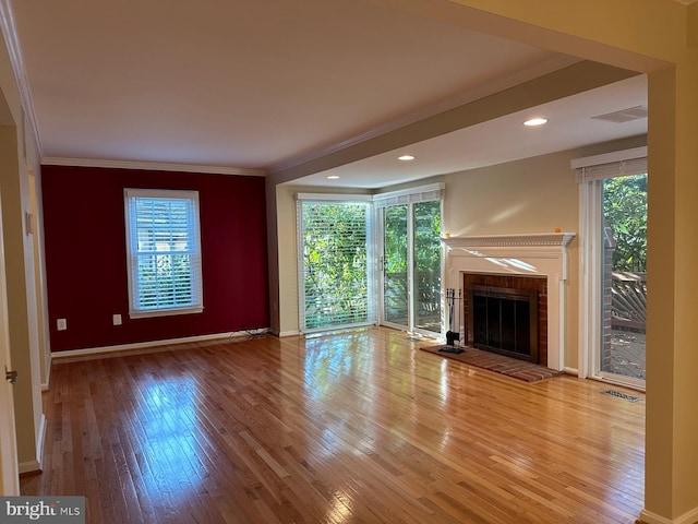 206 Fairgrove Cir, Gaithersburg, MD 20877 - unfurnished living room with visible vents, hardwood / wood-style flooring, and crown molding