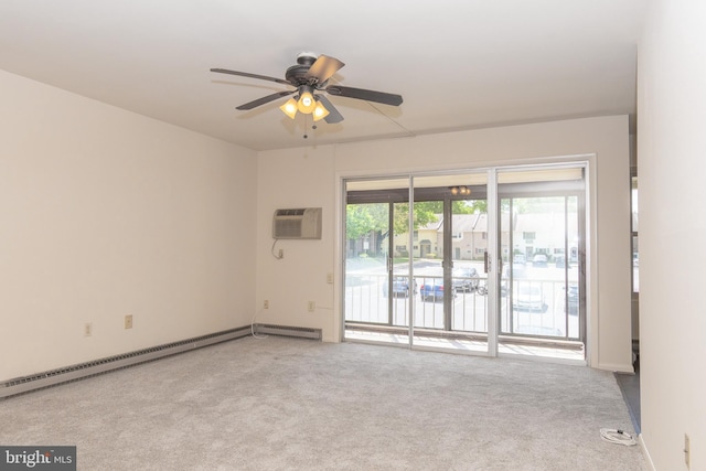 3431 S Leisure World Blvd Unit 88-3D, Silver Spring, MD 20906 - spare room featuring carpet floors, baseboard heating, a ceiling fan, and a baseboard heating unit
