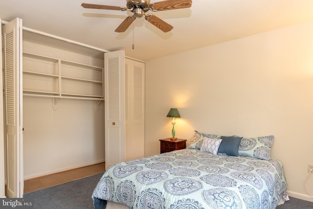3431 S Leisure World Blvd Unit 88-3D, Silver Spring, MD 20906 - bedroom with carpet floors, baseboards, and ceiling fan