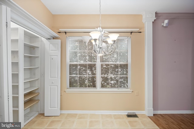 4 Tara Ln, Delran, NJ 08075 - unfurnished dining area with a chandelier and baseboards