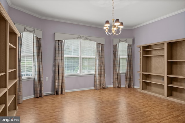 4 Tara Ln, Delran, NJ 08075 - unfurnished dining area with a chandelier, wood finished floors, ornamental molding, and baseboards