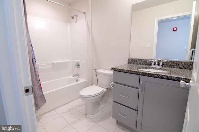 15 N Tompkins Sq, Downingtown, PA 19335 - full bath with marble finish floor, vanity, shower / bathing tub combination, and toilet