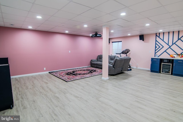 15 N Tompkins Sq, Downingtown, PA 19335 - living area featuring wine cooler, recessed lighting, baseboards, and wood finished floors