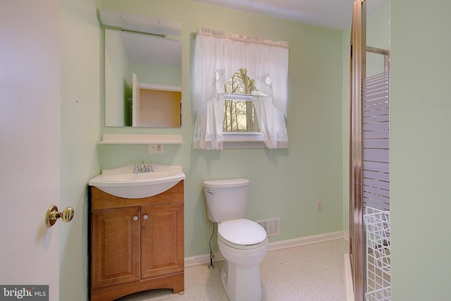 3360 Ben Oak Dr, Huntingtown, MD 20639 - bathroom with baseboards, visible vents, toilet, and vanity