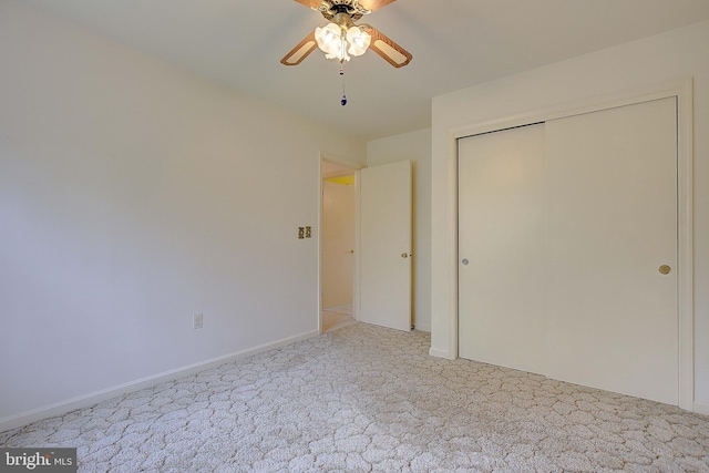 3360 Ben Oak Dr, Huntingtown, MD 20639 - unfurnished bedroom with a closet, carpet floors, baseboards, and a ceiling fan