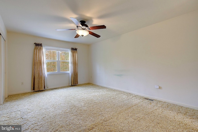 3360 Ben Oak Dr, Huntingtown, MD 20639 - unfurnished room with baseboards, visible vents, carpet floors, and a ceiling fan