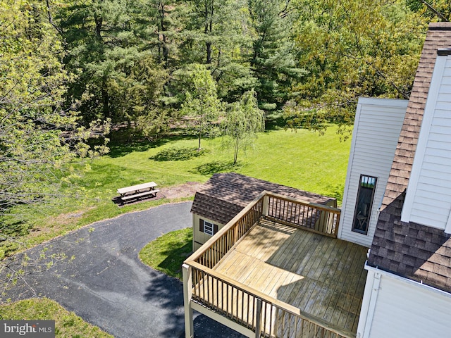 deck with a yard