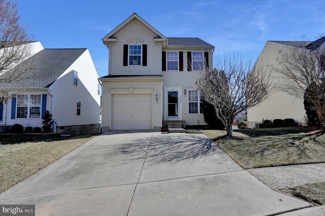 view of front facade with an attached garage and concrete driveway