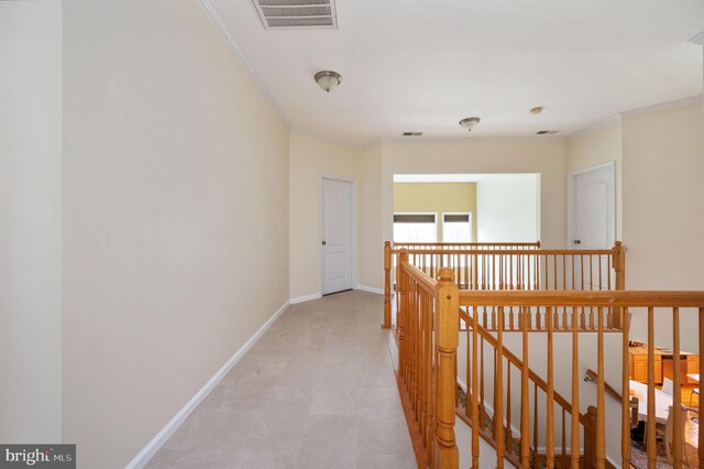 16647 Space More Cir, Woodbridge, VA 22191 - corridor featuring an upstairs landing, ornamental molding, and baseboards