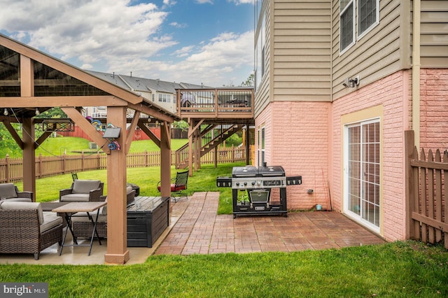 16647 Space More Cir, Woodbridge, VA 22191 - view of patio / terrace featuring an outdoor hangout area, area for grilling, stairway, and a wooden deck