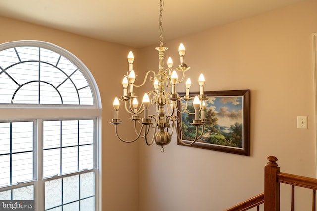 details with a chandelier