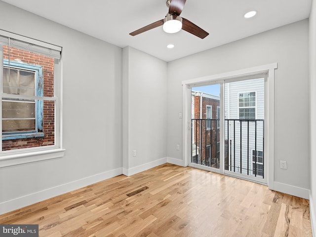 1611 N Dover St, Philadelphia, PA 19121 - empty room with recessed lighting, a ceiling fan, baseboards, and wood finished floors
