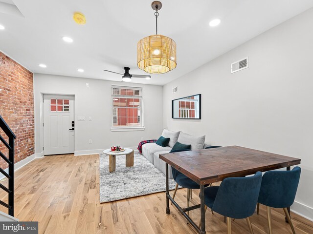 1611 N Dover St, Philadelphia, PA 19121 - dining room with light wood finished floors, visible vents, recessed lighting, and baseboards