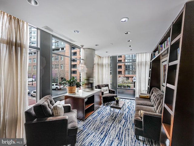 440 L St NW Unit 513, Washington, DC 20001 - living area featuring recessed lighting and expansive windows