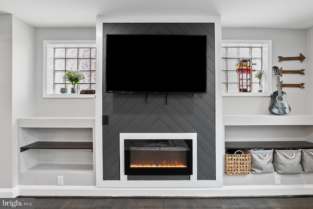details featuring a fireplace