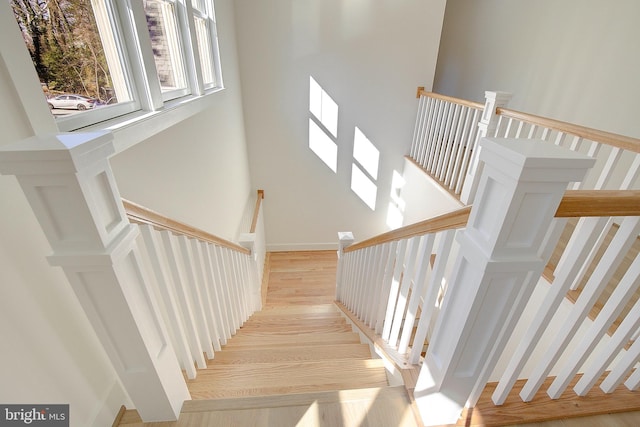2762A Bon Haven Ln, Annapolis, MD 21401 - stairway with a towering ceiling and wood finished floors