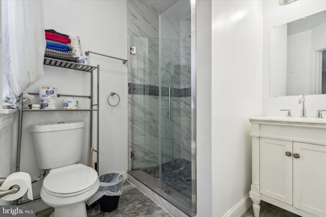 1557 N 9th St, Philadelphia, PA 19122 - full bath with toilet, a stall shower, baseboards, and vanity